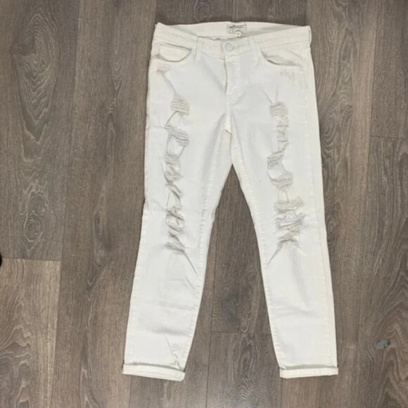 Current Elliott the Fling White Tattered Jeans Straight leg Boyfriend Size 26 - Picture 5 of 13